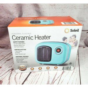 Soleil MH-08M 250 Watt Personal Electric Ceramic Space Desktop Heater Mint Blue